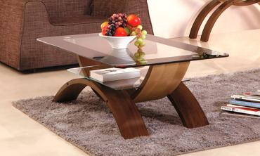 Black Border Tempered Glass Coffee Tablewith Lower Glass Tray for storage